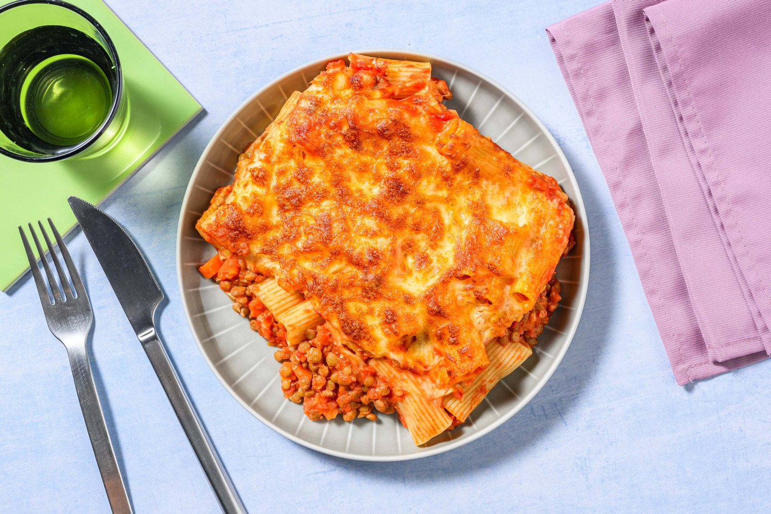 Rigatoni aux lentilles al forno