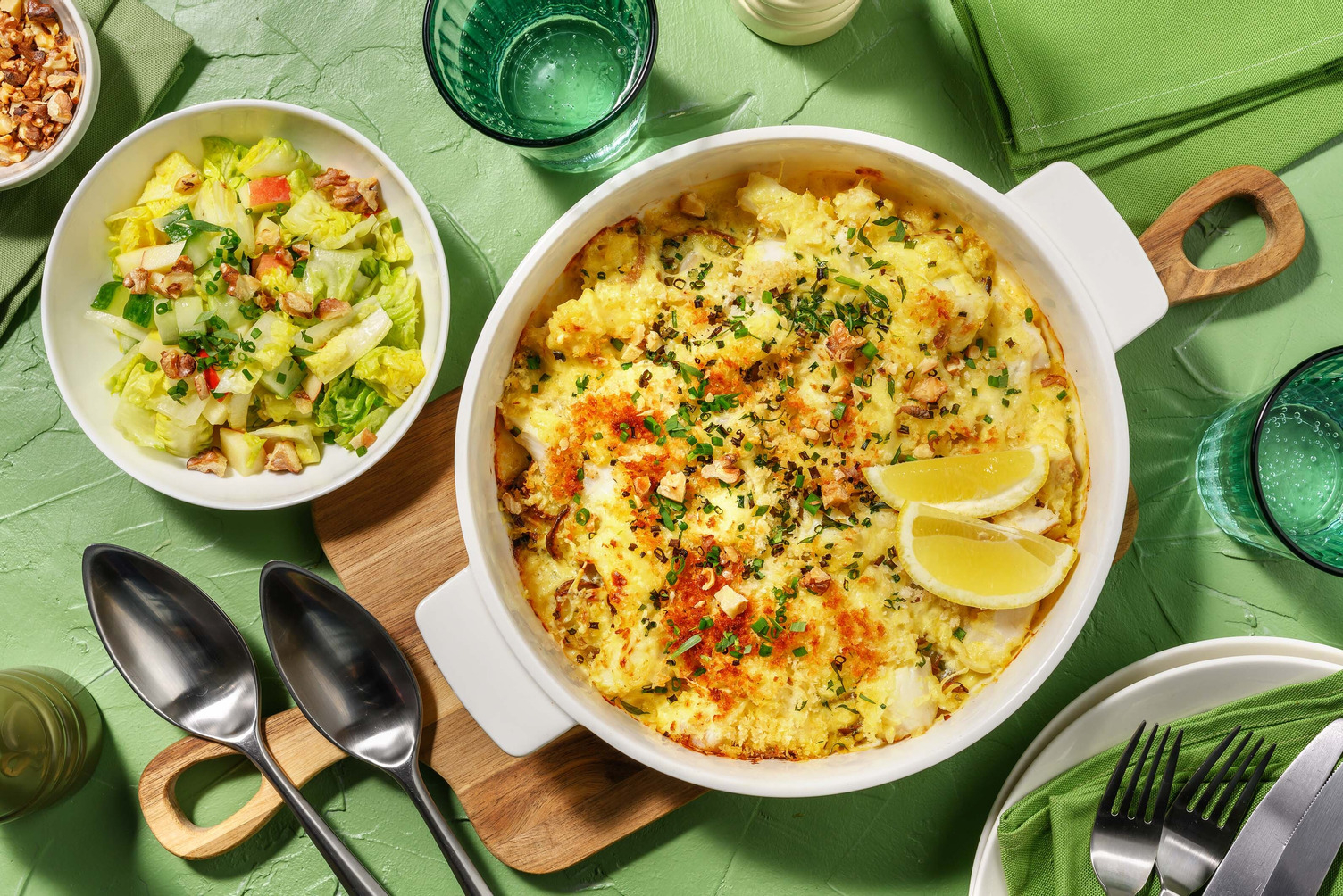 Gegratineerde kabeljauw met verse kruiden