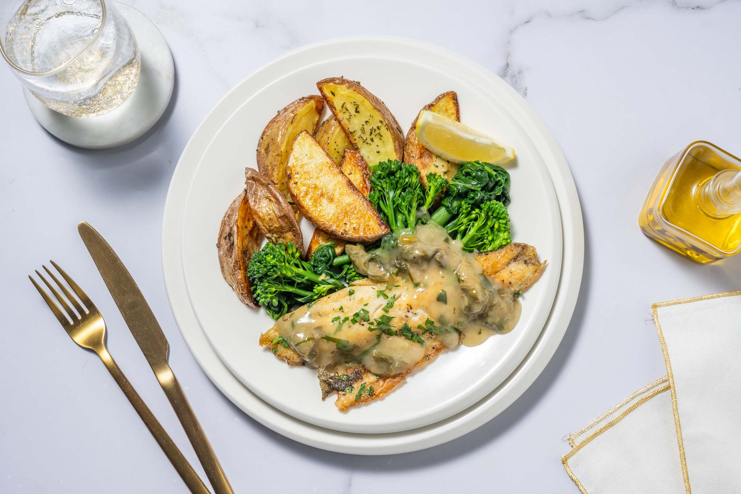 Piccata de filet de bar et broccolini