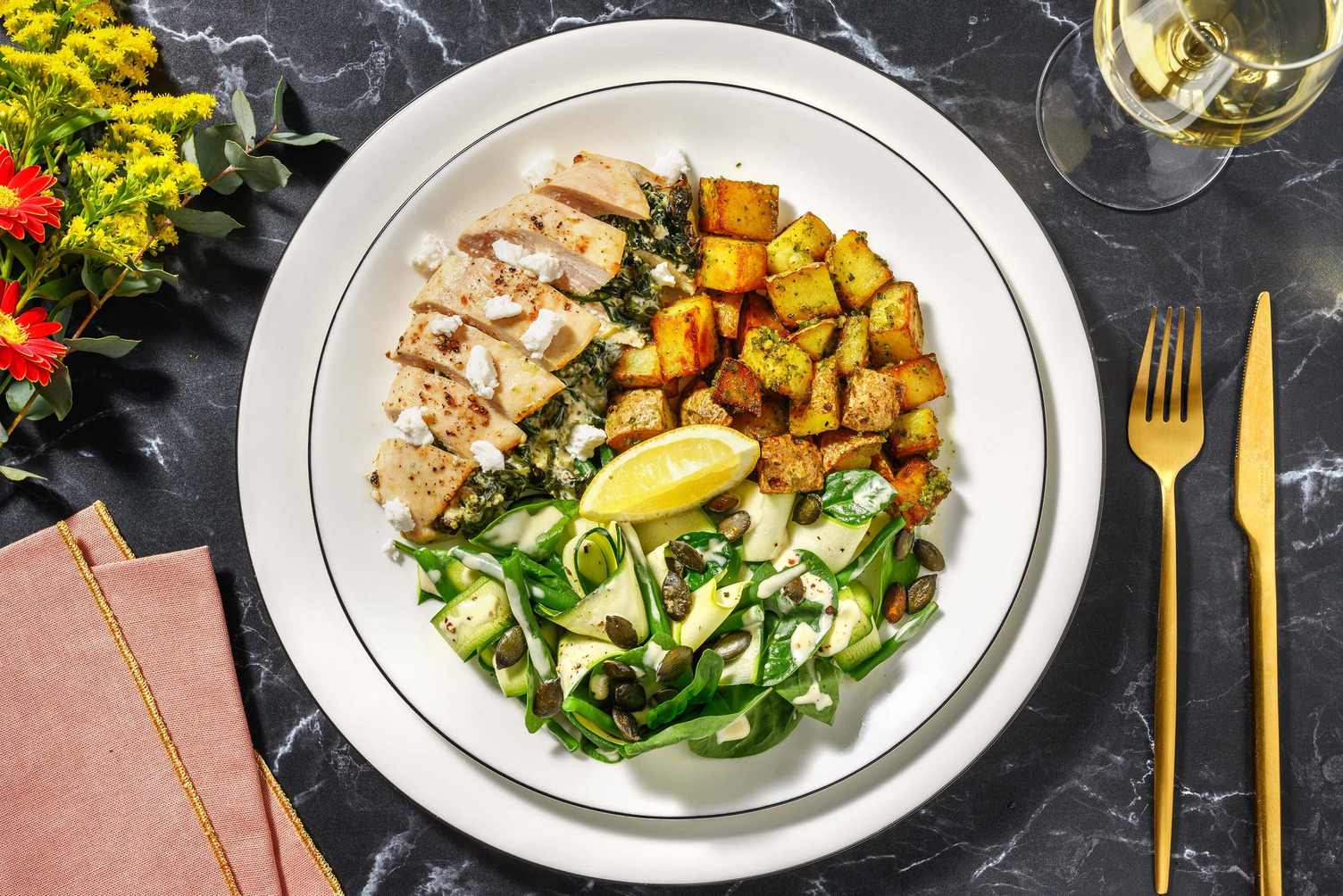 Poulet farci aux épinards et au chèvre