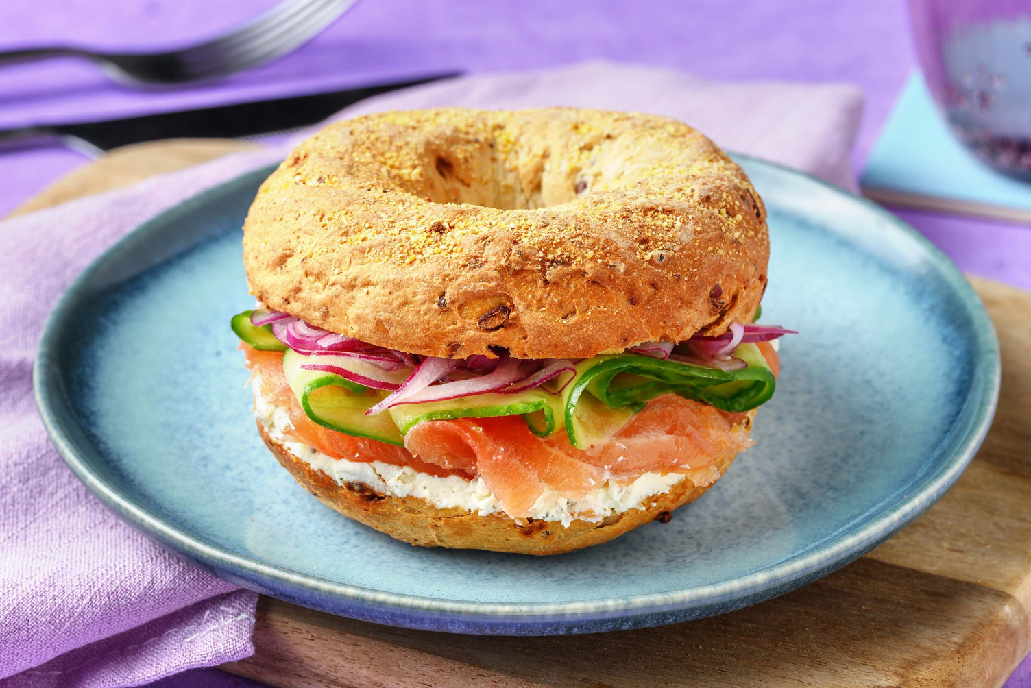 New York bagel met koudgerookte zalm