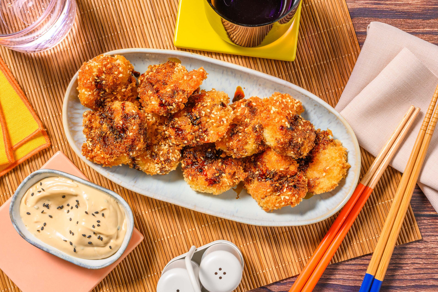 Japansk “Ebi Fry” og asiatisk dressing