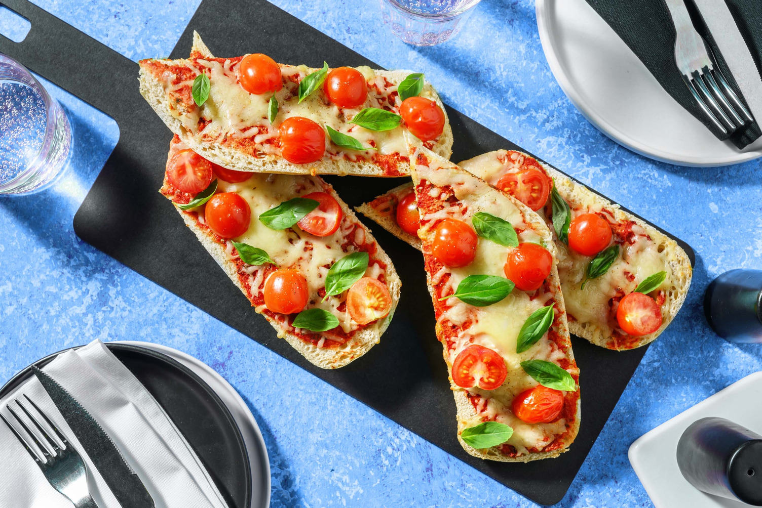 Margherita style ciabatta pizza