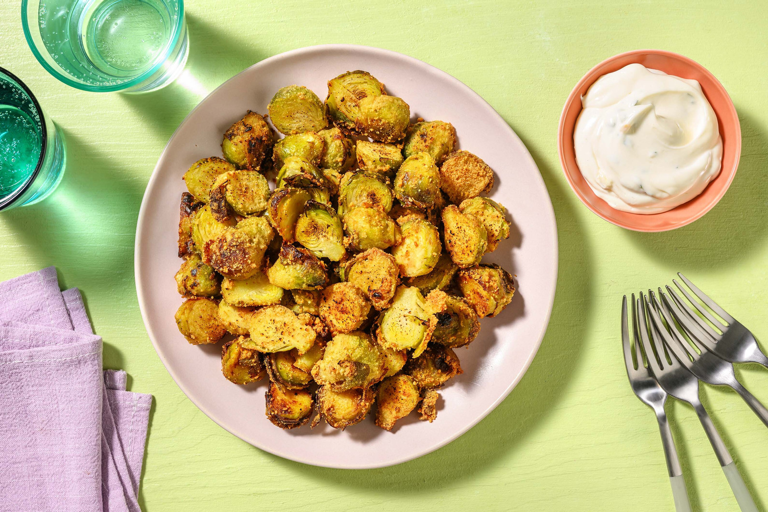 Cheese crusted Brussels Sprouts