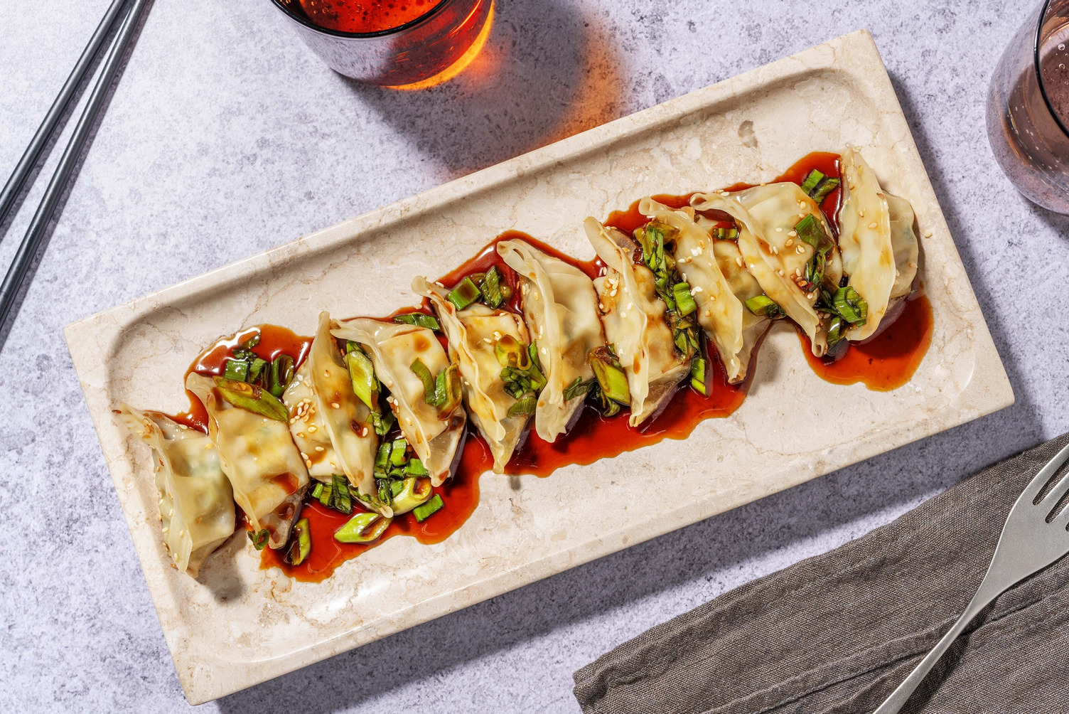 Sprøde, sesamstegte grøntsagsgyoza