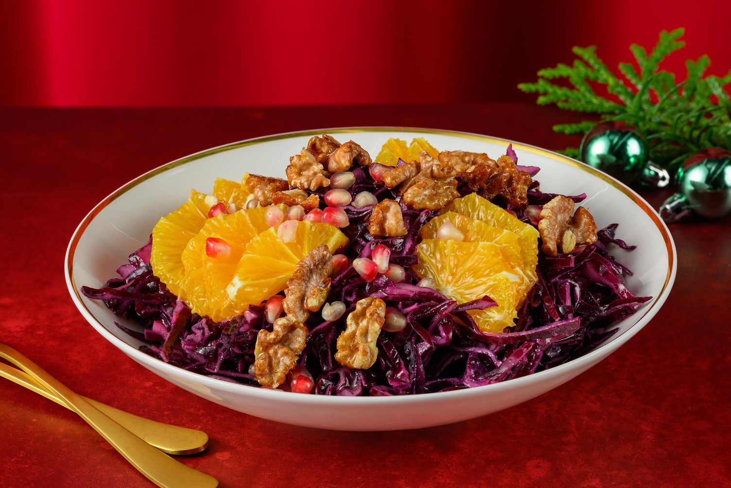 Festlig rødkåls- & appelsinsalat