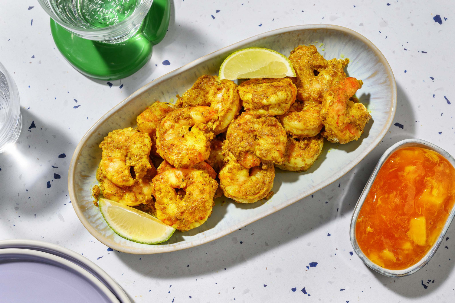 Tandoori stijl gemarineerde garnalen