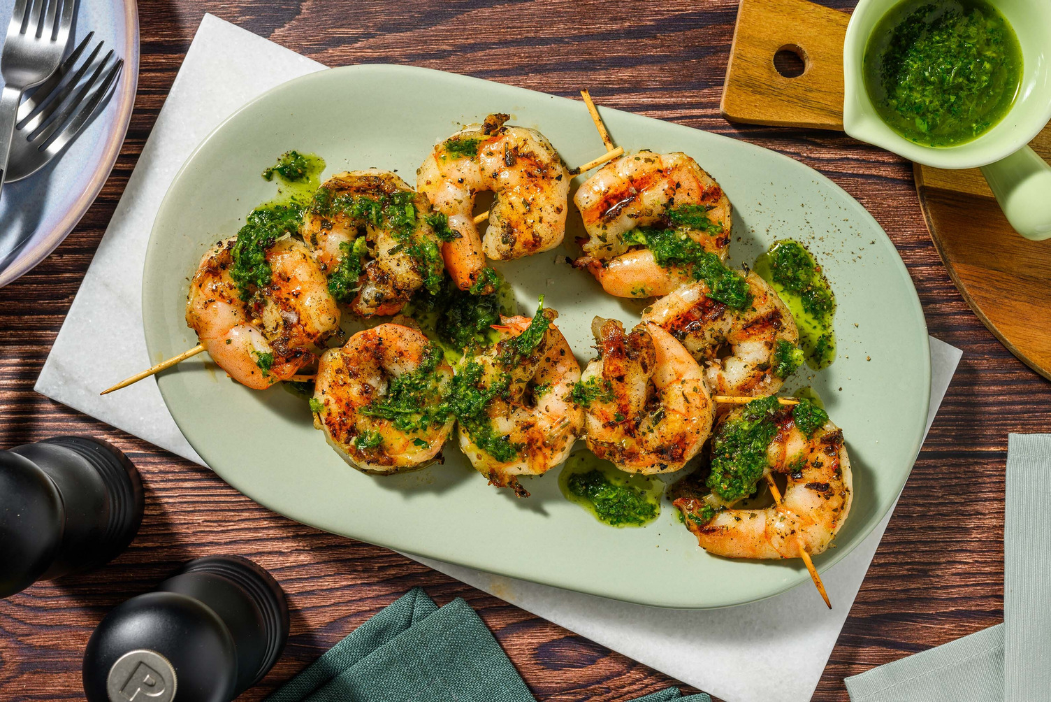 Brochettes de crevettes grillées