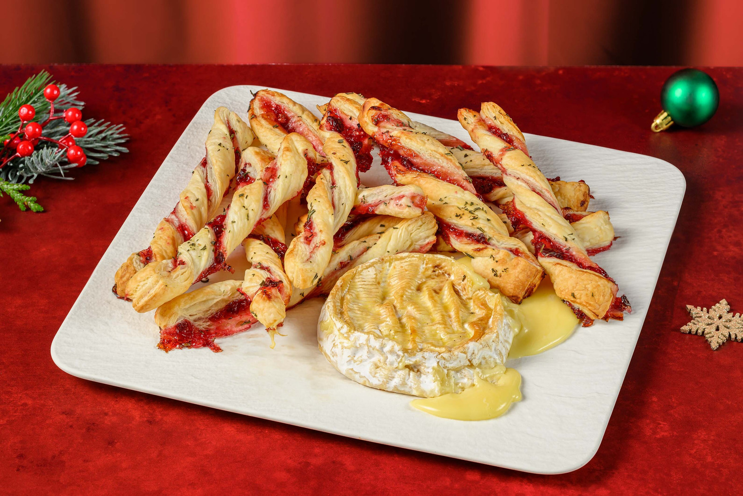 Baked Camembert & Cranberry Puff Pastry Twists