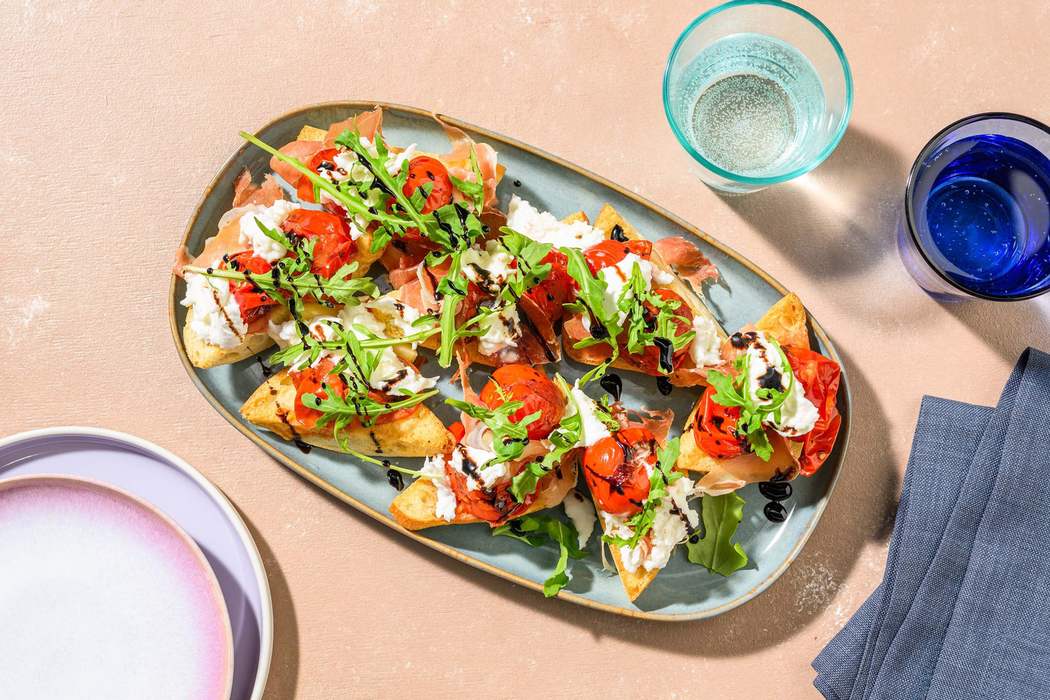 Mozzarella, Serrano & Garlic Tomato Bruschetta
