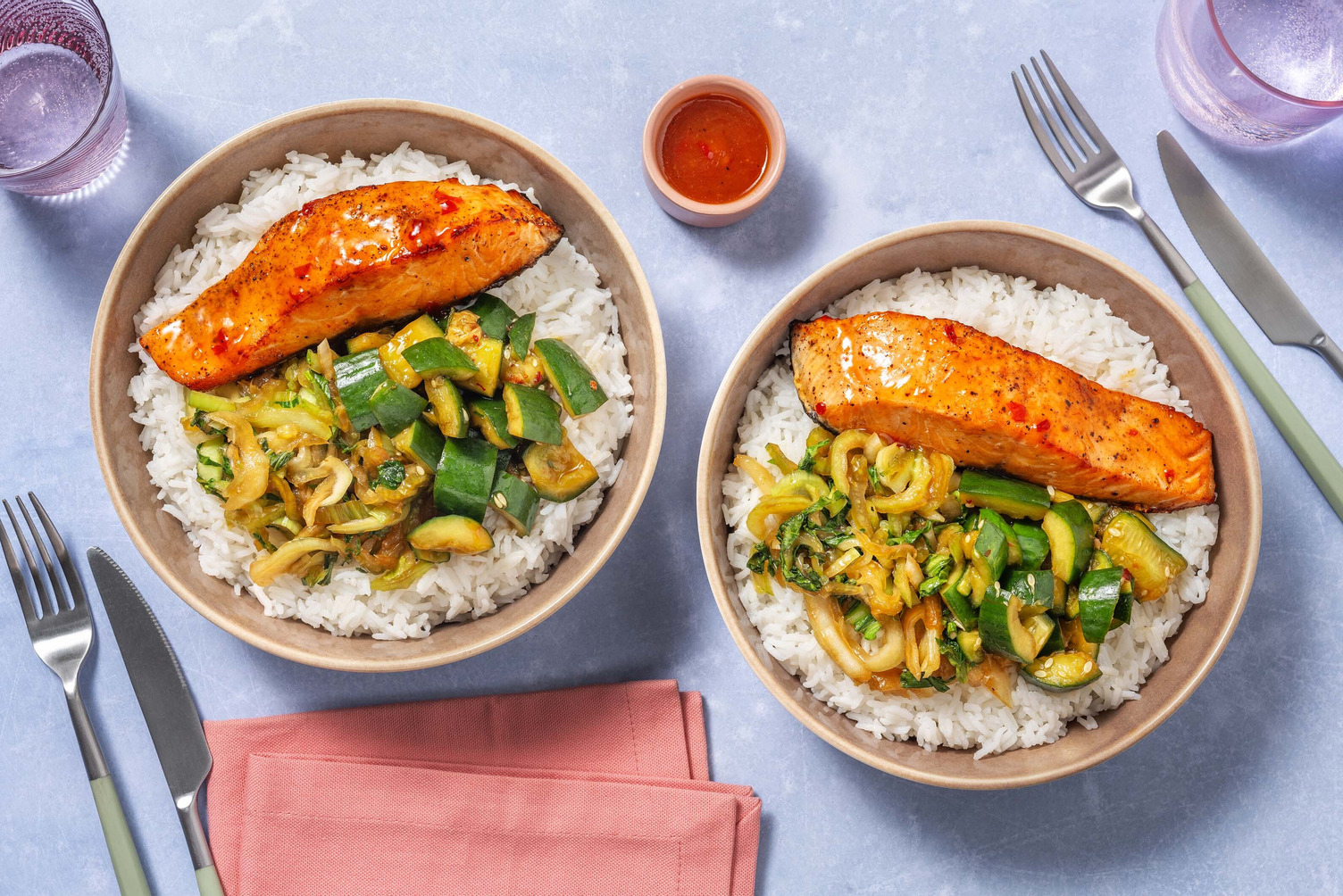 Sweet Chilli Salmon Topped Sushi Rice Bowl