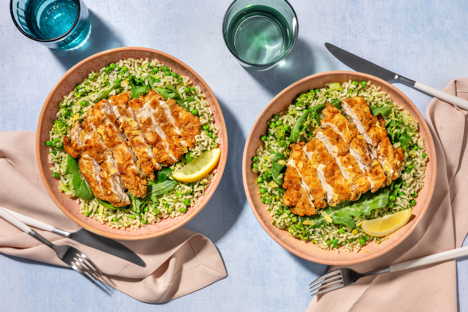 Herbed Chicken and Pesto Riced Broccoli Salad
