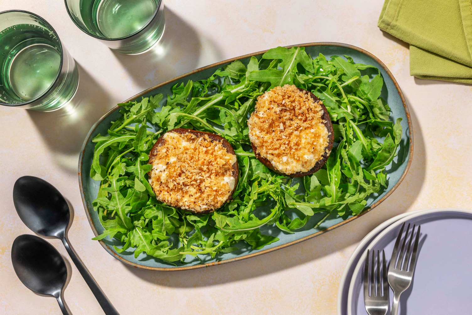 Cheesy Truffle Stuffed Portobello Mushrooms