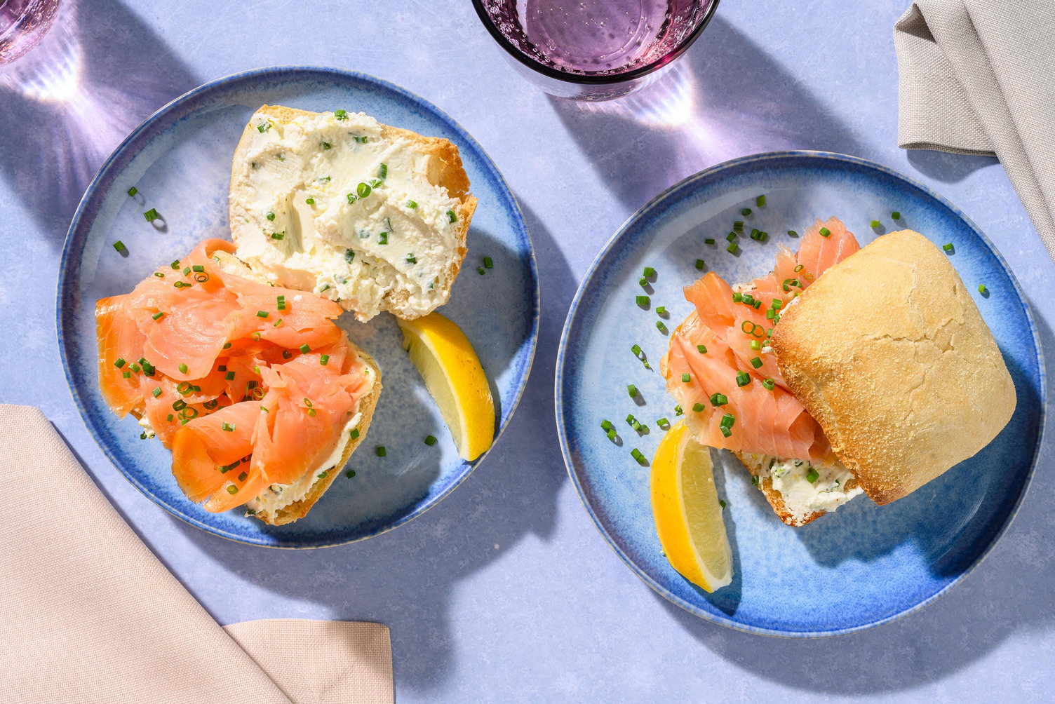 Smoked Salmon and Chive Cream Cheese Ciabatta