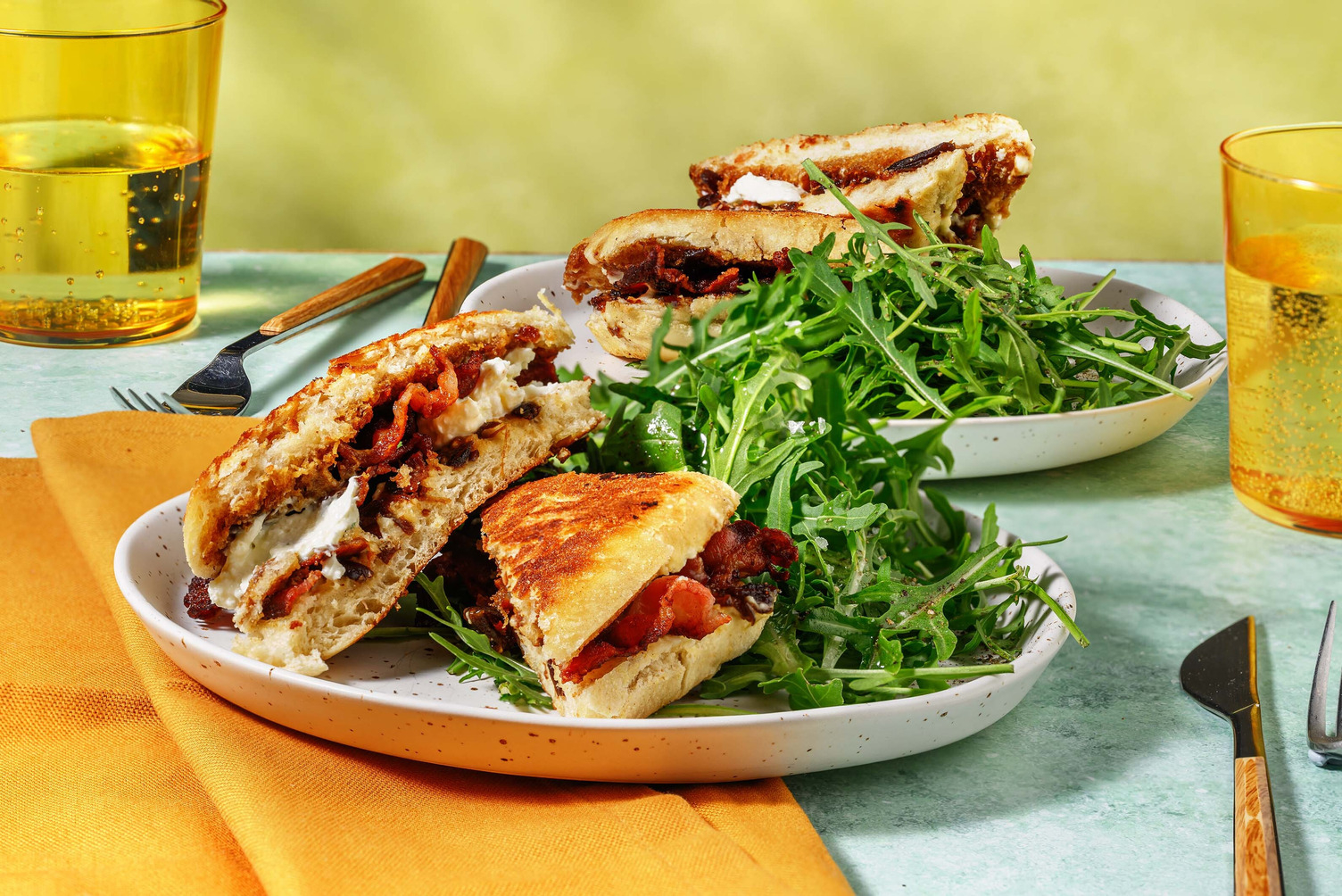 Bacon, Goat's Cheese & Onion Marmalade Pan-Fried Panini