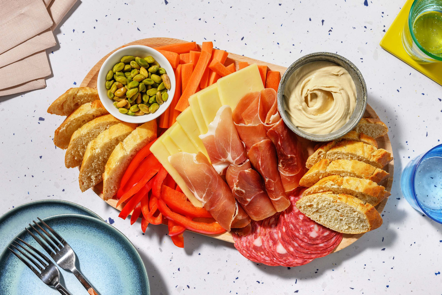 Savoury Snack Selection | Sourdough Baguette, Houmous