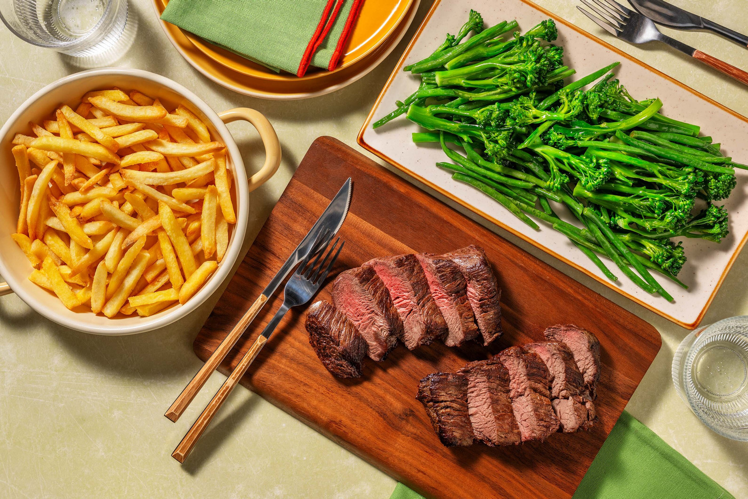 21 Day Aged Rump Steaks, Chips & Greens Bundle