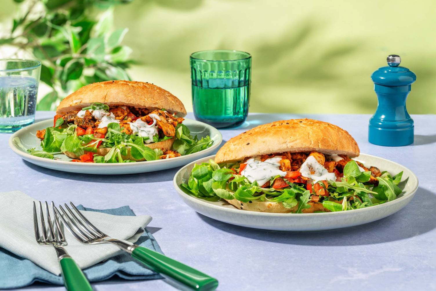 Mediterranean-Style Chicken on Turkish Bread