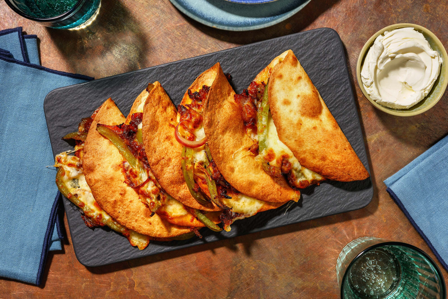 Quesadillas au poulet effiloché