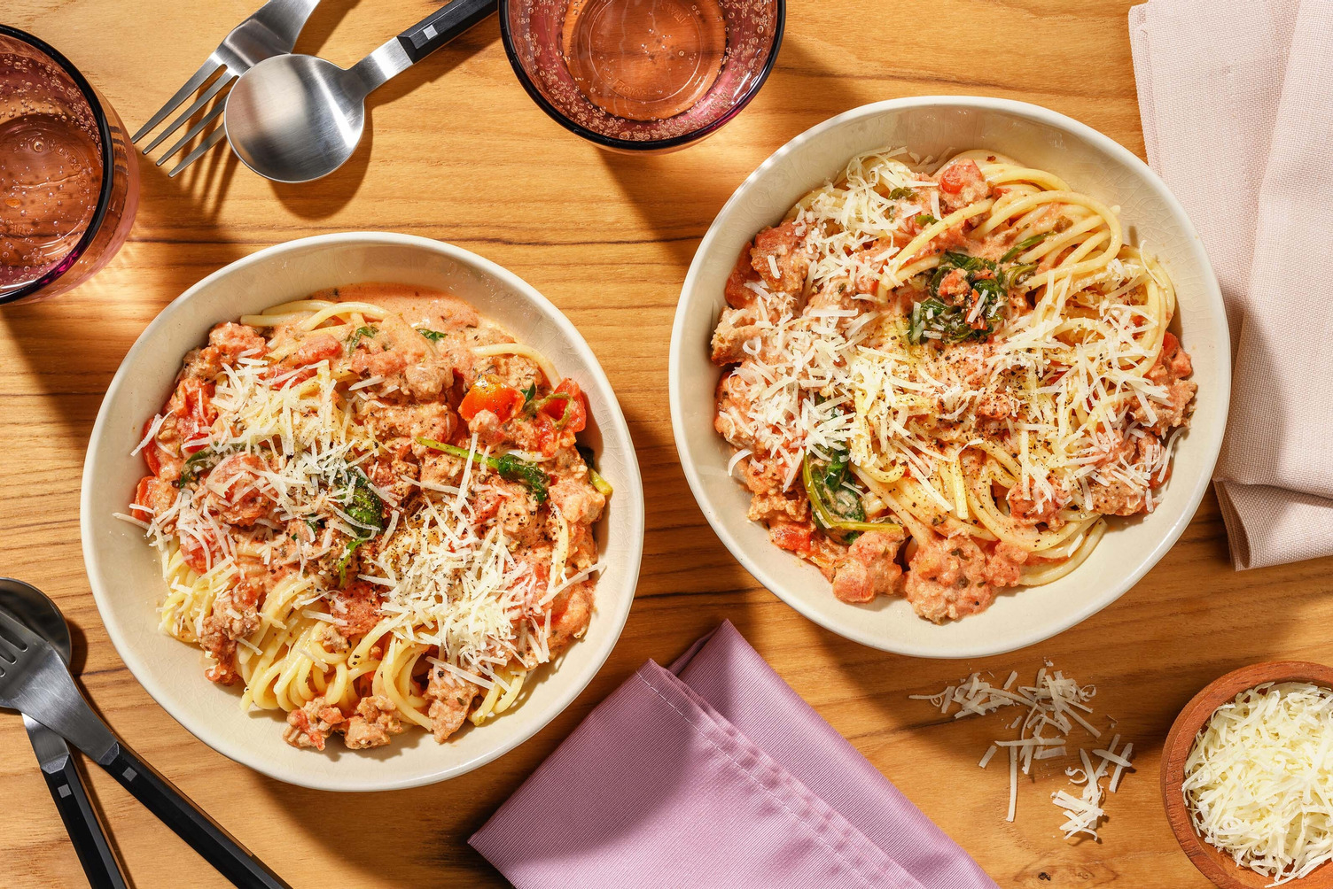 Spaghettis crémeux à la saucisse italienne