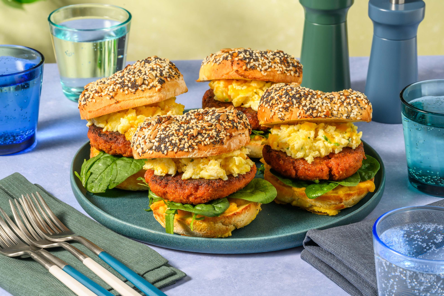 Sausage, Egg and Cheese Breakfast Bagels