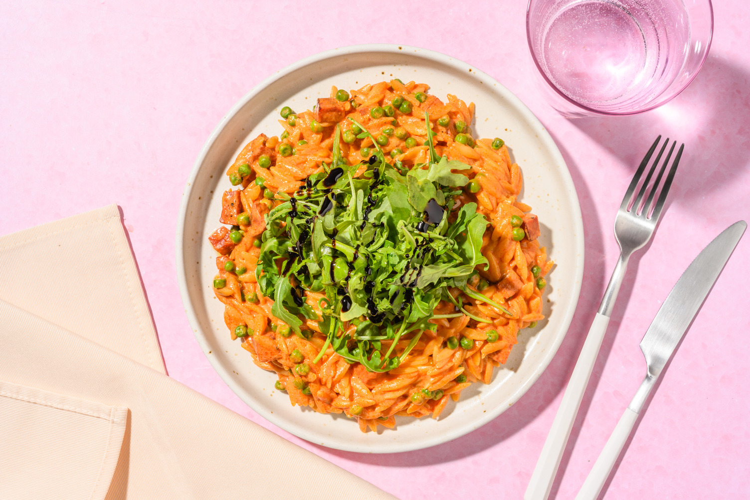 Speedy Chorizo, Pea and Prawn Orzo