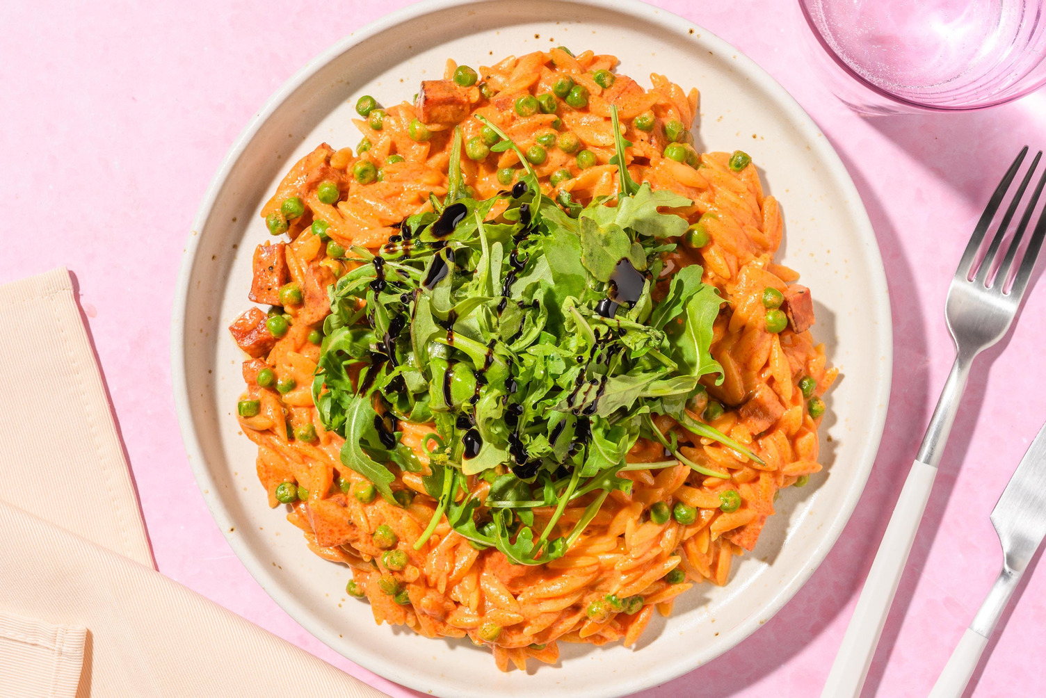 Speedy Smoky Burrata and Chorizo Orzo