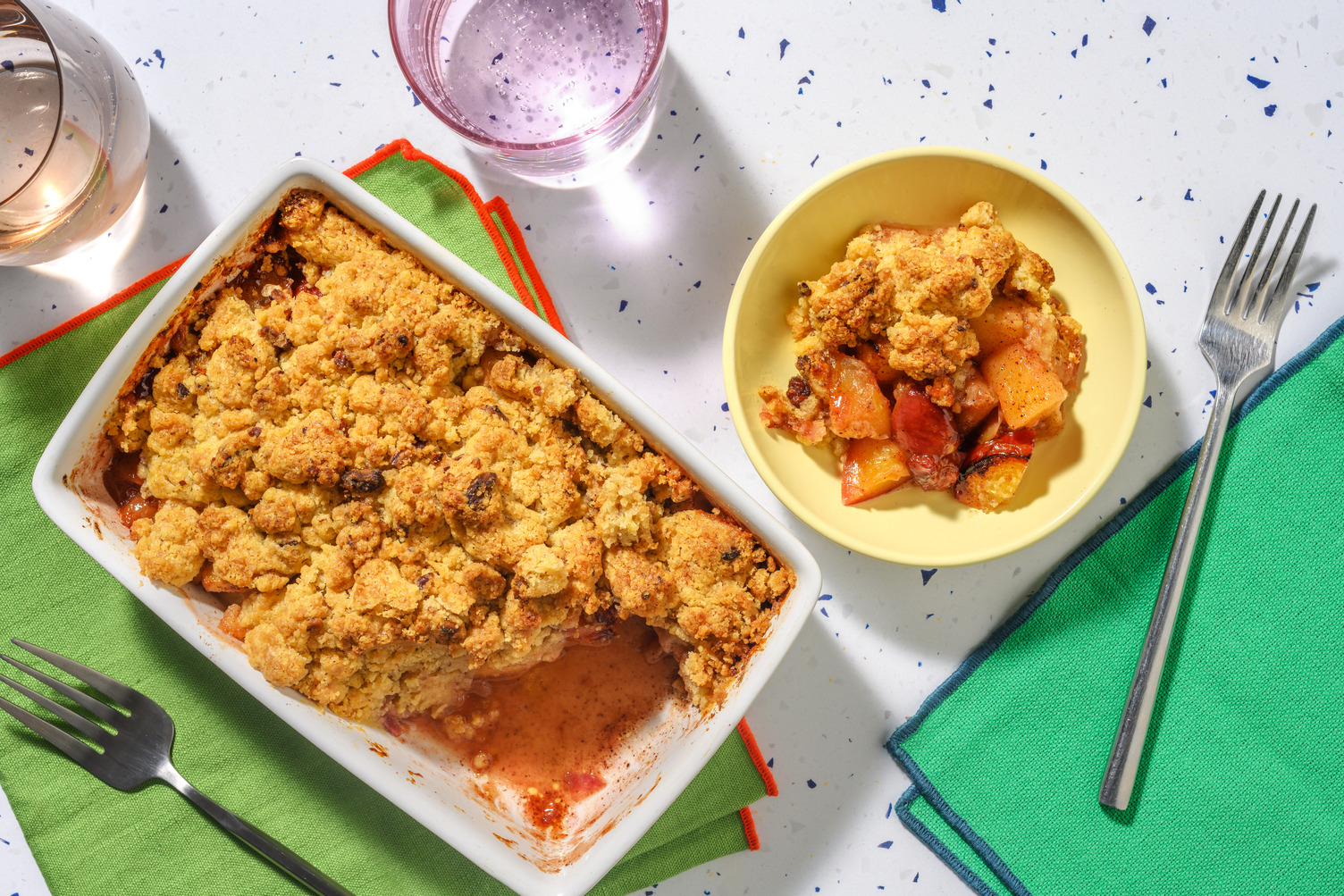 Crumble aux nectarines & pommes 