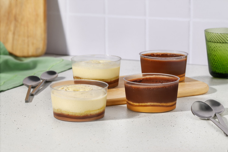 Mørk sjokoladedessert og vaniljemousse dessertpakke