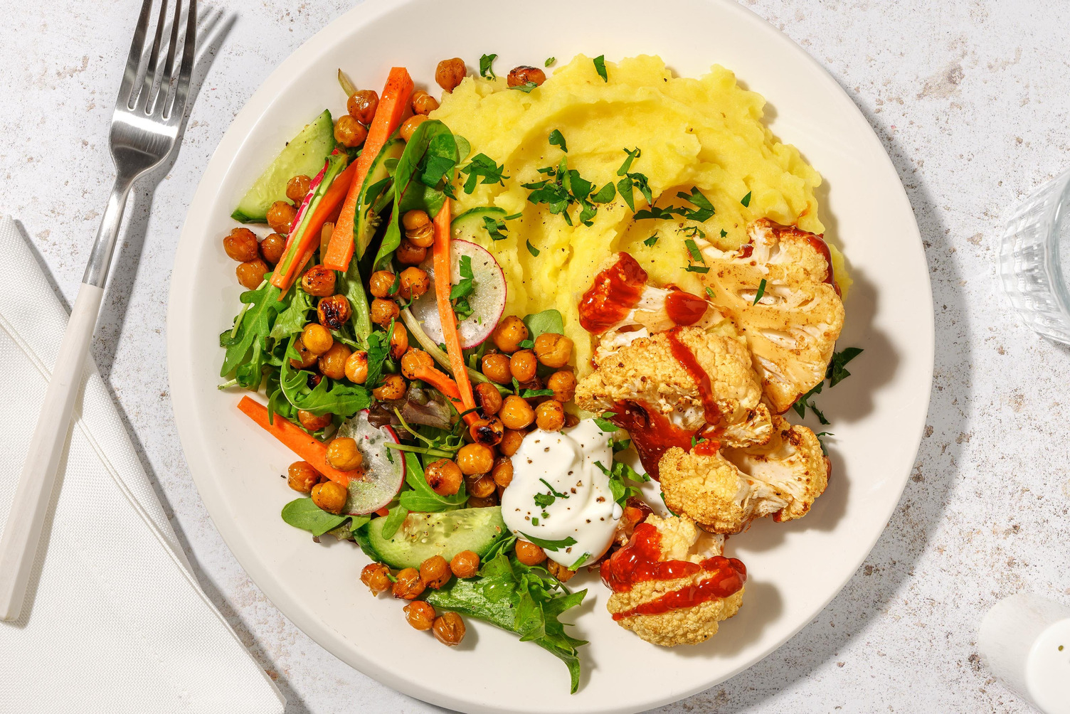 BBQ-glasert blomkål og potetmos