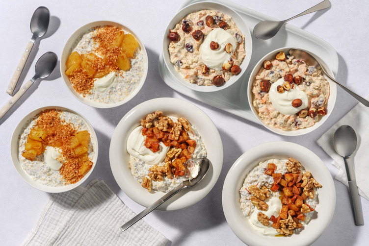 Overnight oats med chiafrön i tre dagar