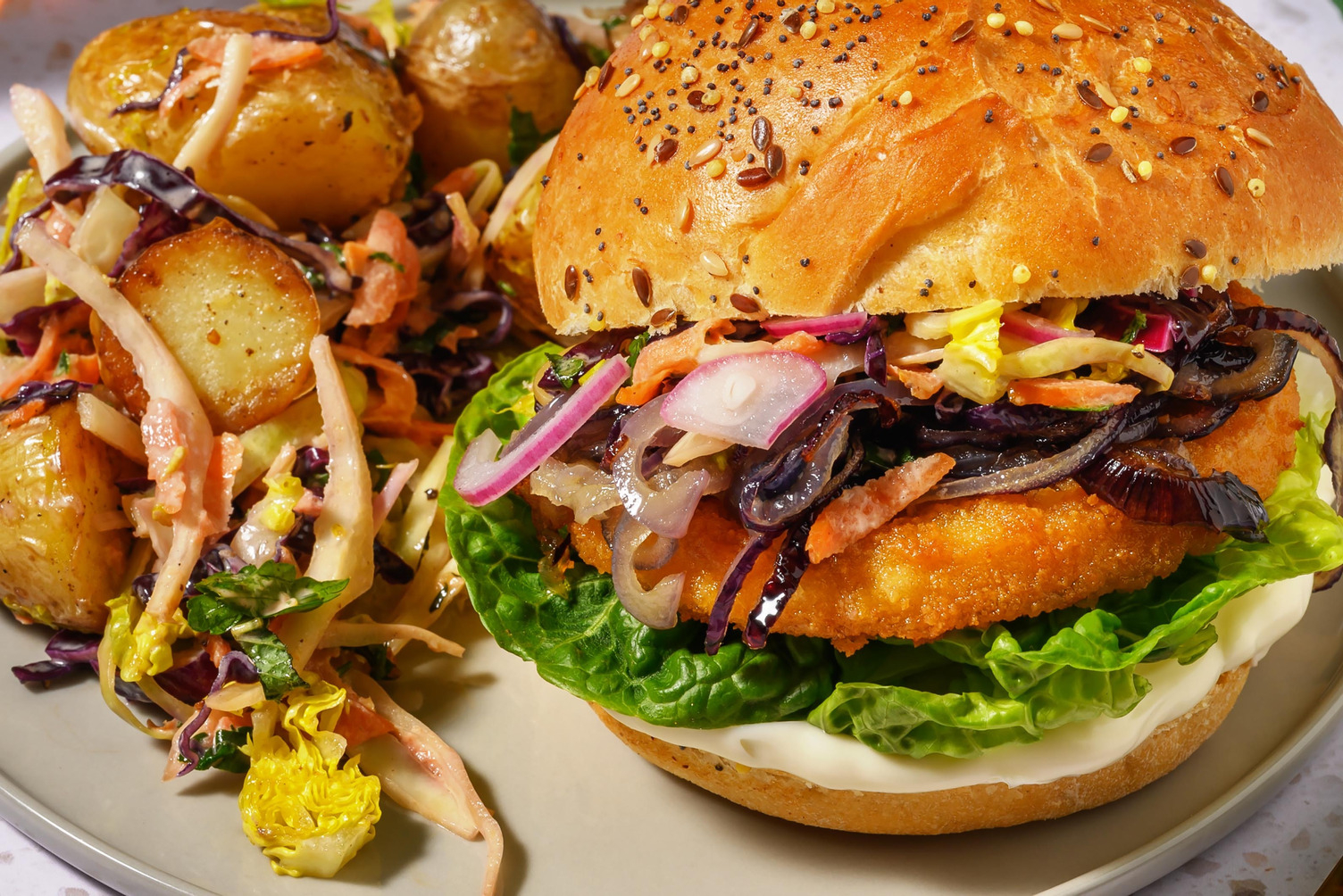 Plantaardige visburger op z'n Thais