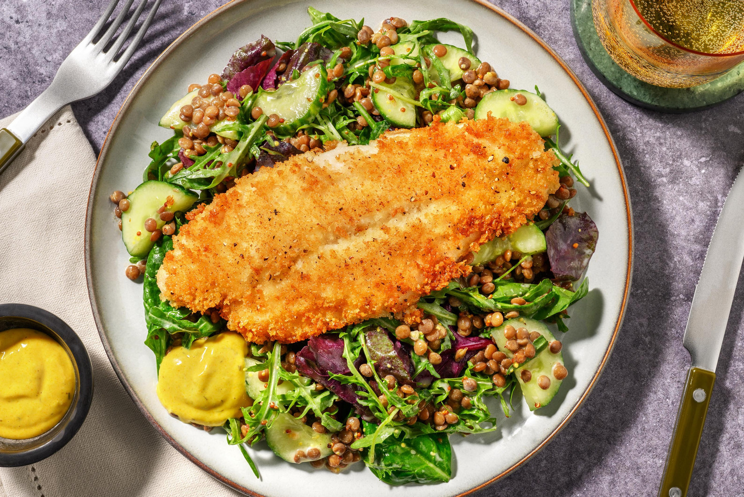 Crispy Pangasius with Mustard Sauce