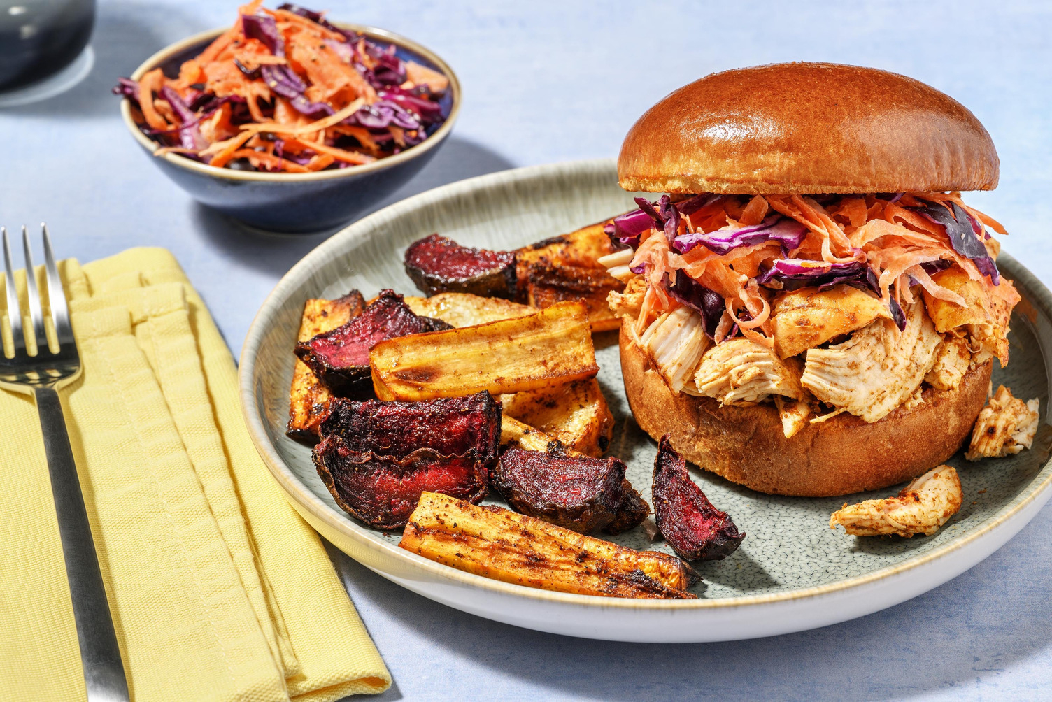 BBQ-marinert 'Pulled Chicken'-burger