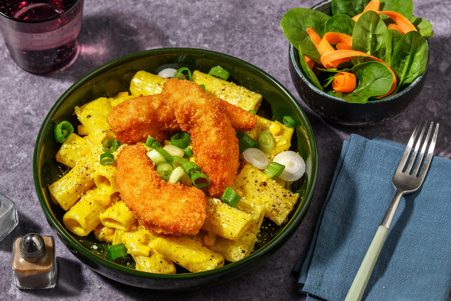 Panerad kyckling och currypasta