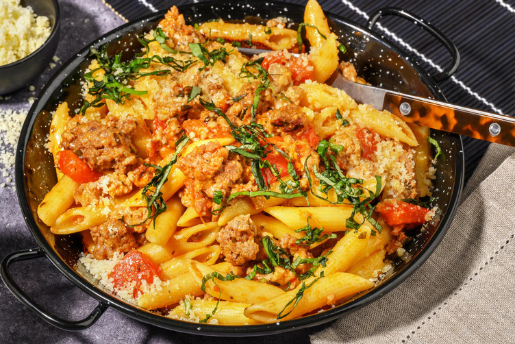 Hurtig svine- og kalvekøds-'arrabiata'