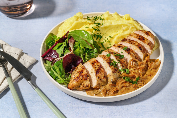 Hähnchenbrust in Schalotten-Senf-Soße