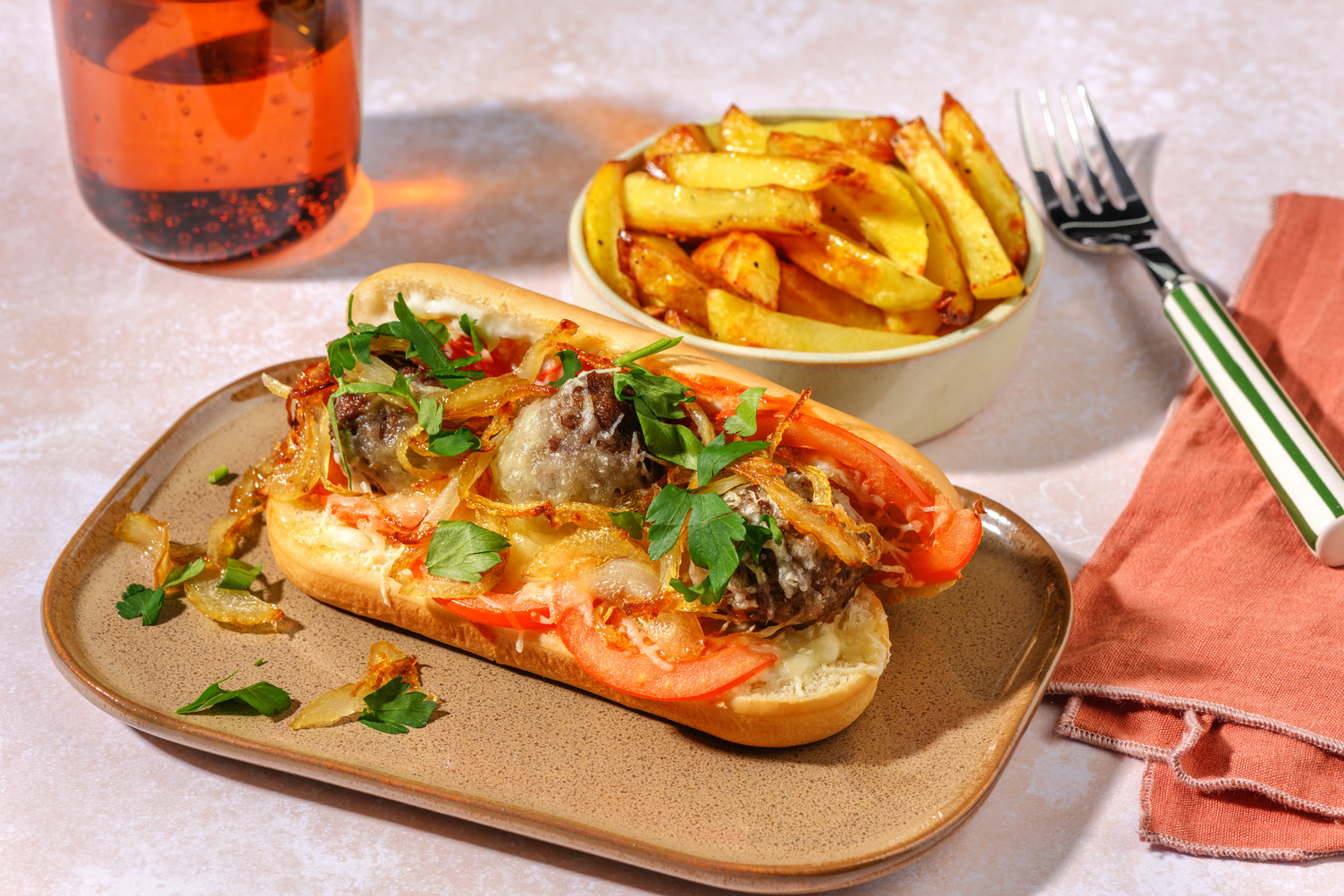 Cheeseburger Inspired Meatball Sub with Lean Beef