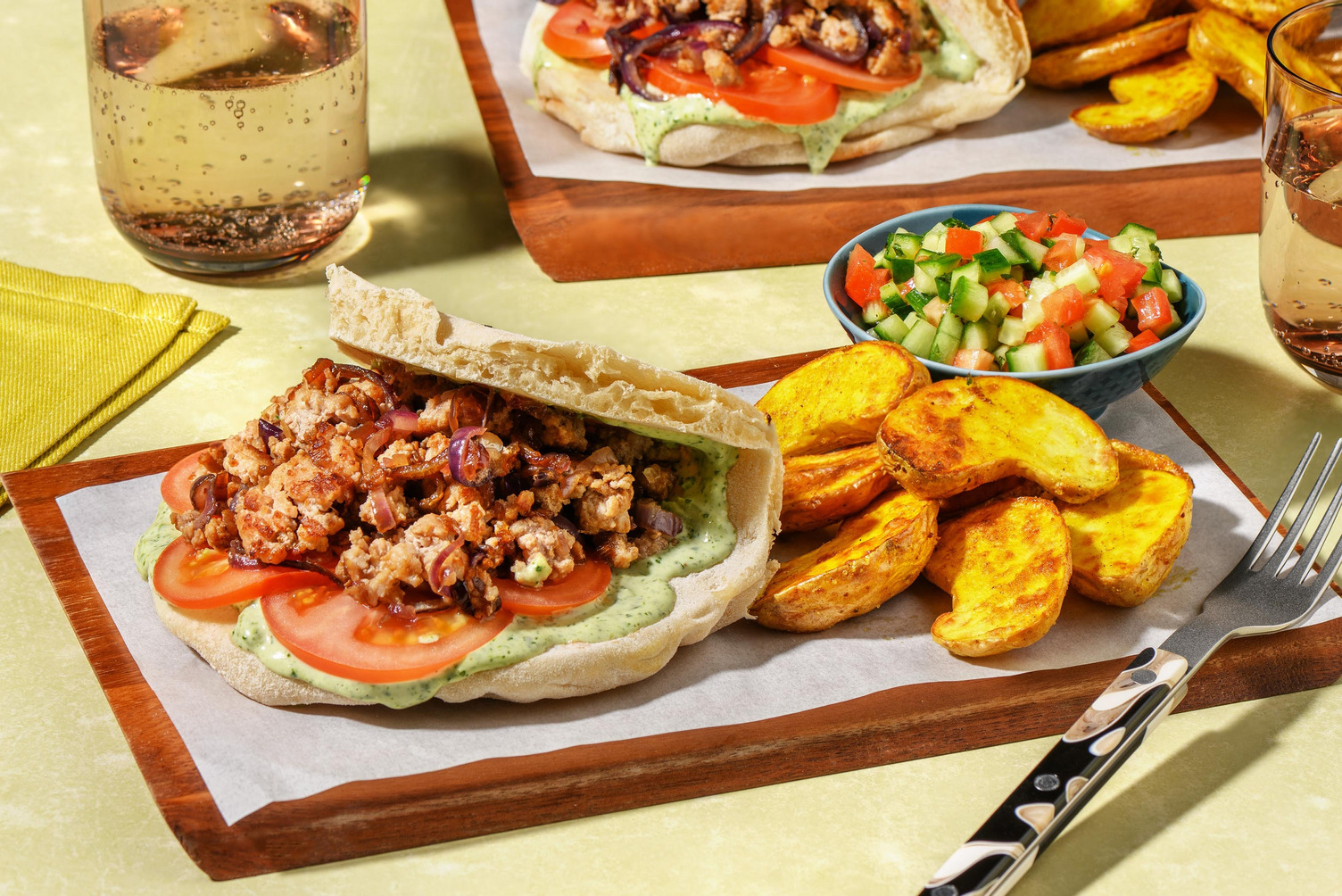 « Naanwich » au poulet en sauce au piment vert & coriandre