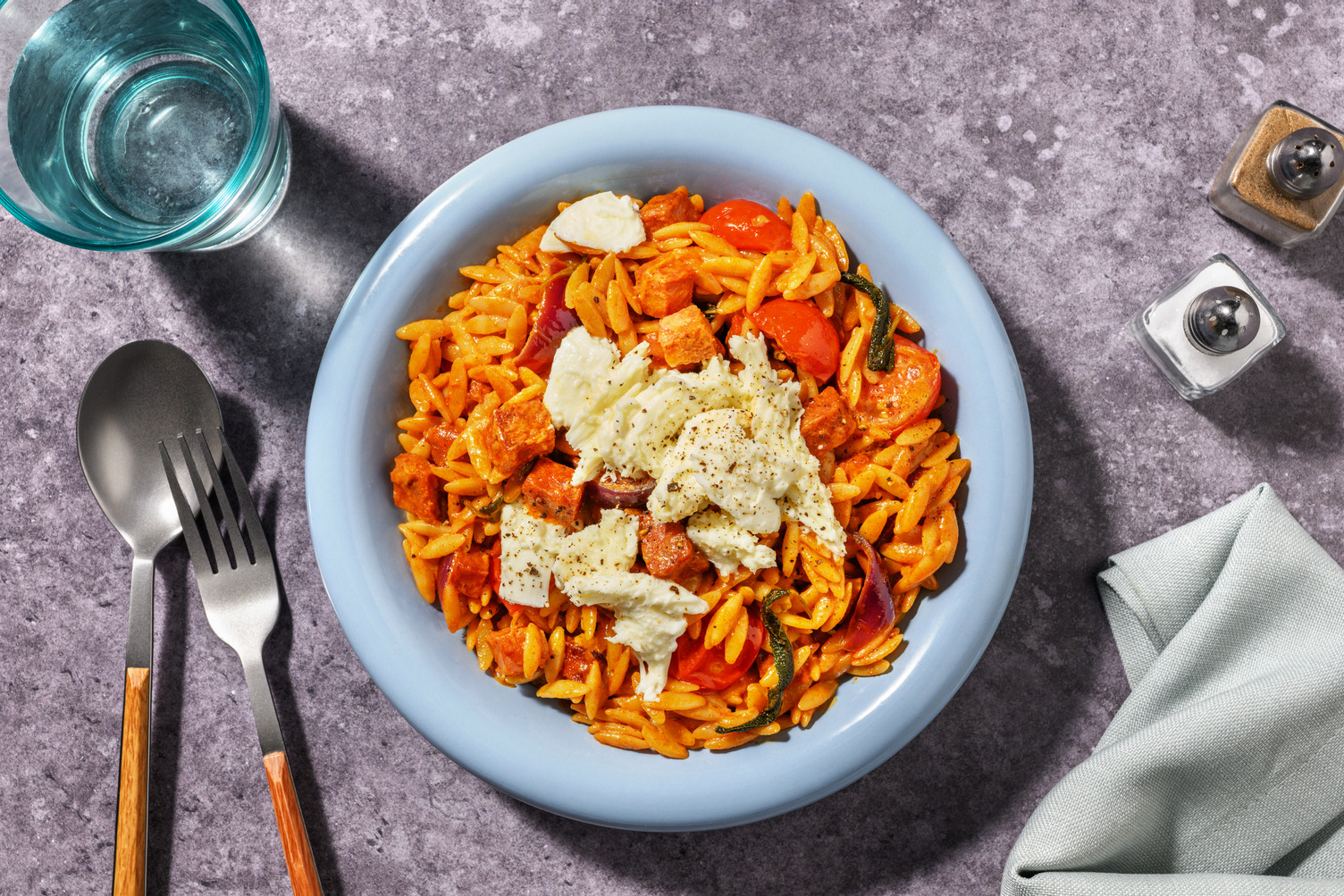One-pan Bacon and Mozzarella Orzo