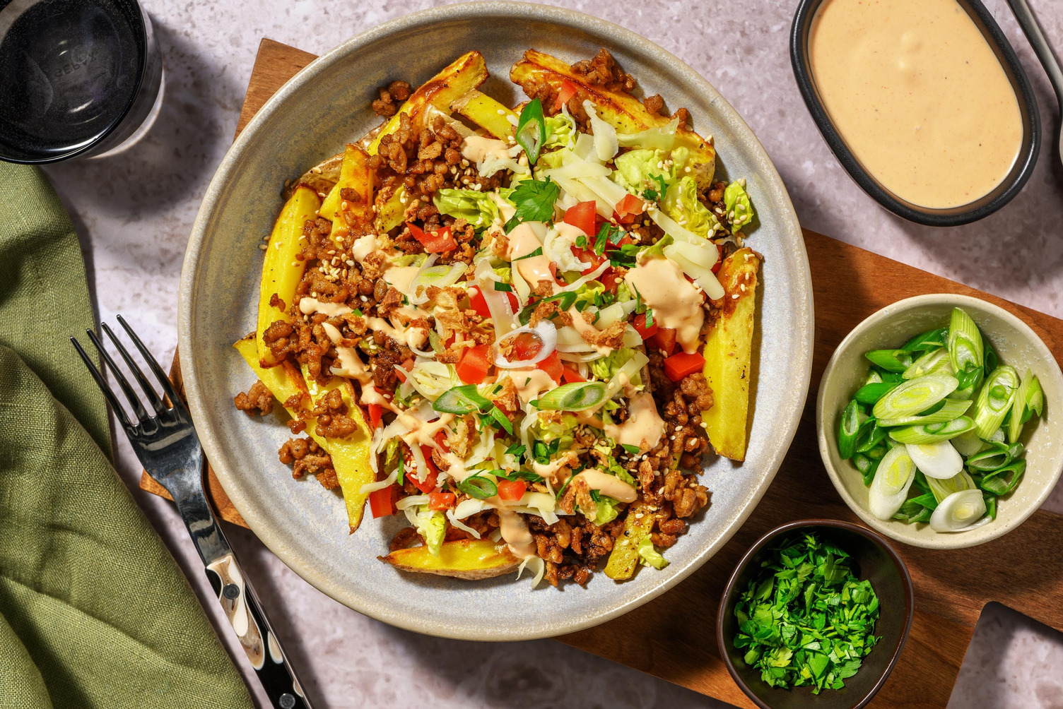 Vegetarisk cheese burger-bowl | Gör din egen