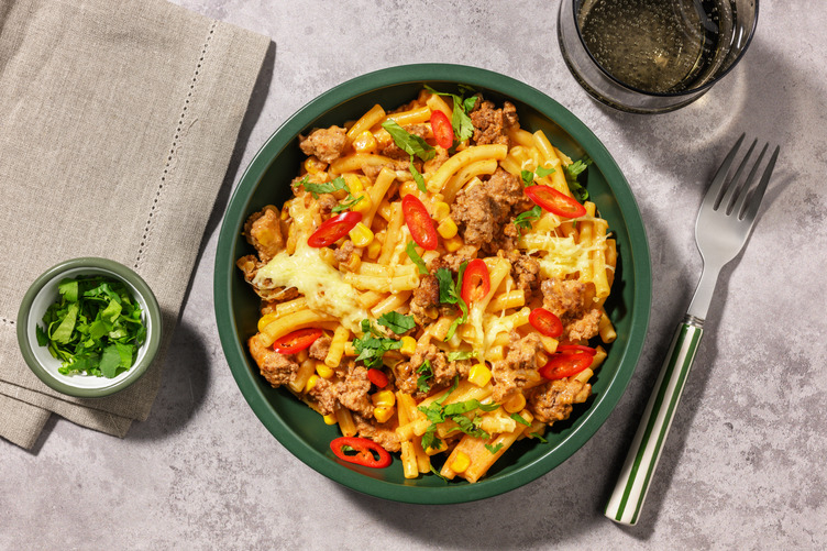 Texmexkryddad ”one pot”-pasta på blandfärs