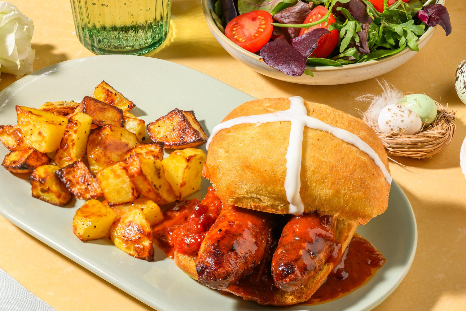 Hot Cross Bun Inspired Sausage Sandwich