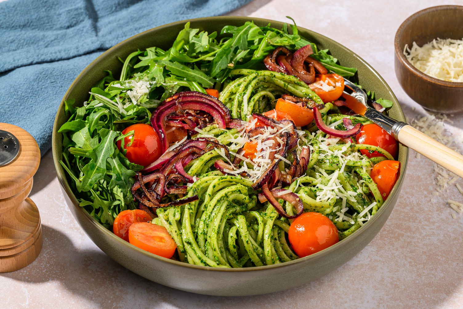 Linguine with Homemade Spinach Pesto