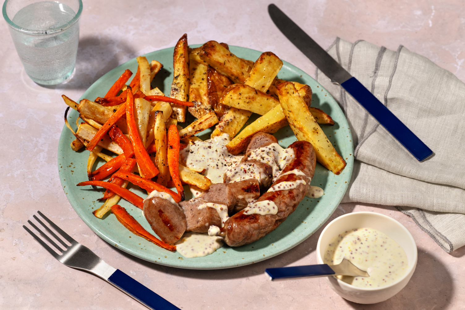 Cumberland Sausages in Mustard Cream Sauce