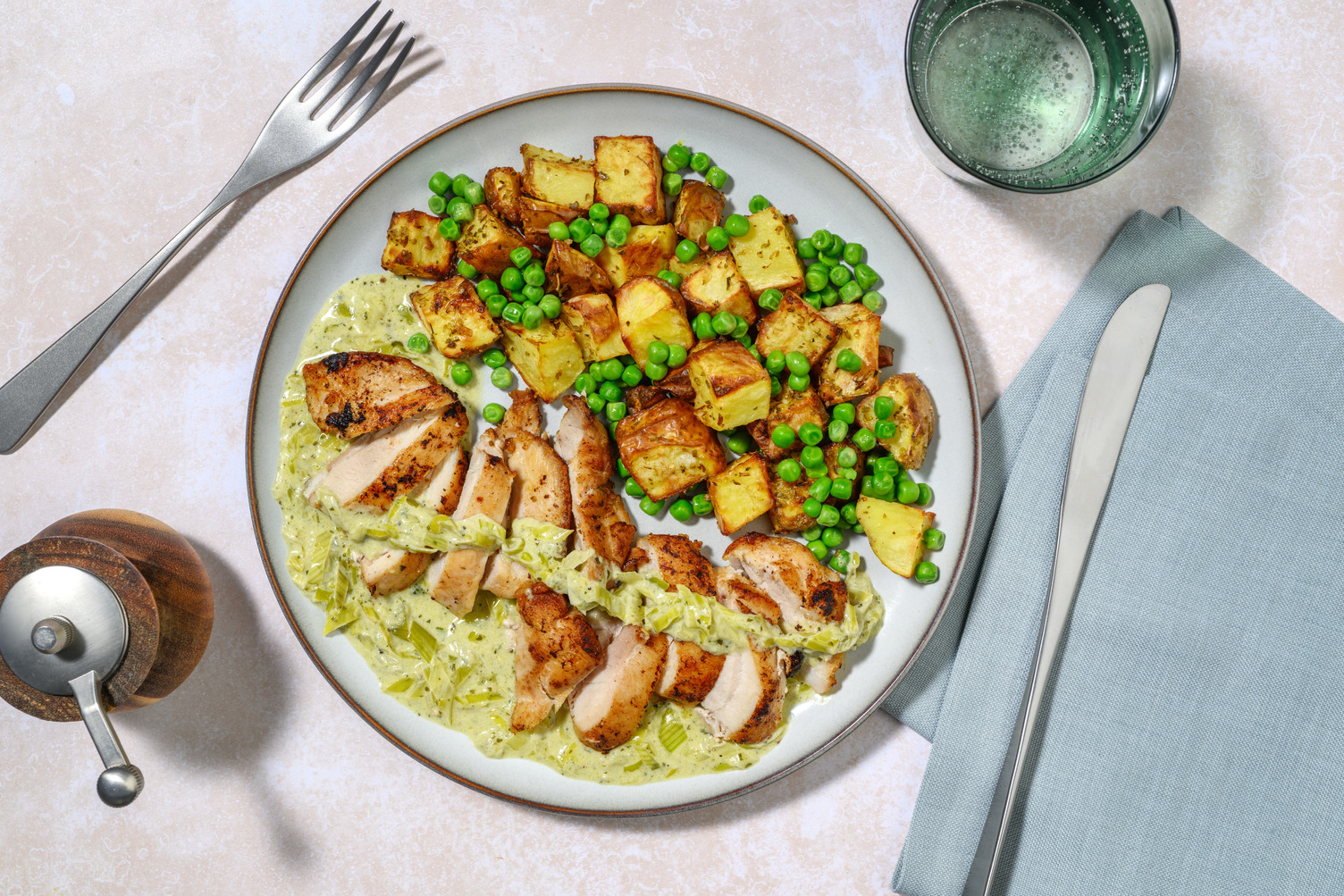 Chicken Thighs in Creamy Leek and Pesto Sauce