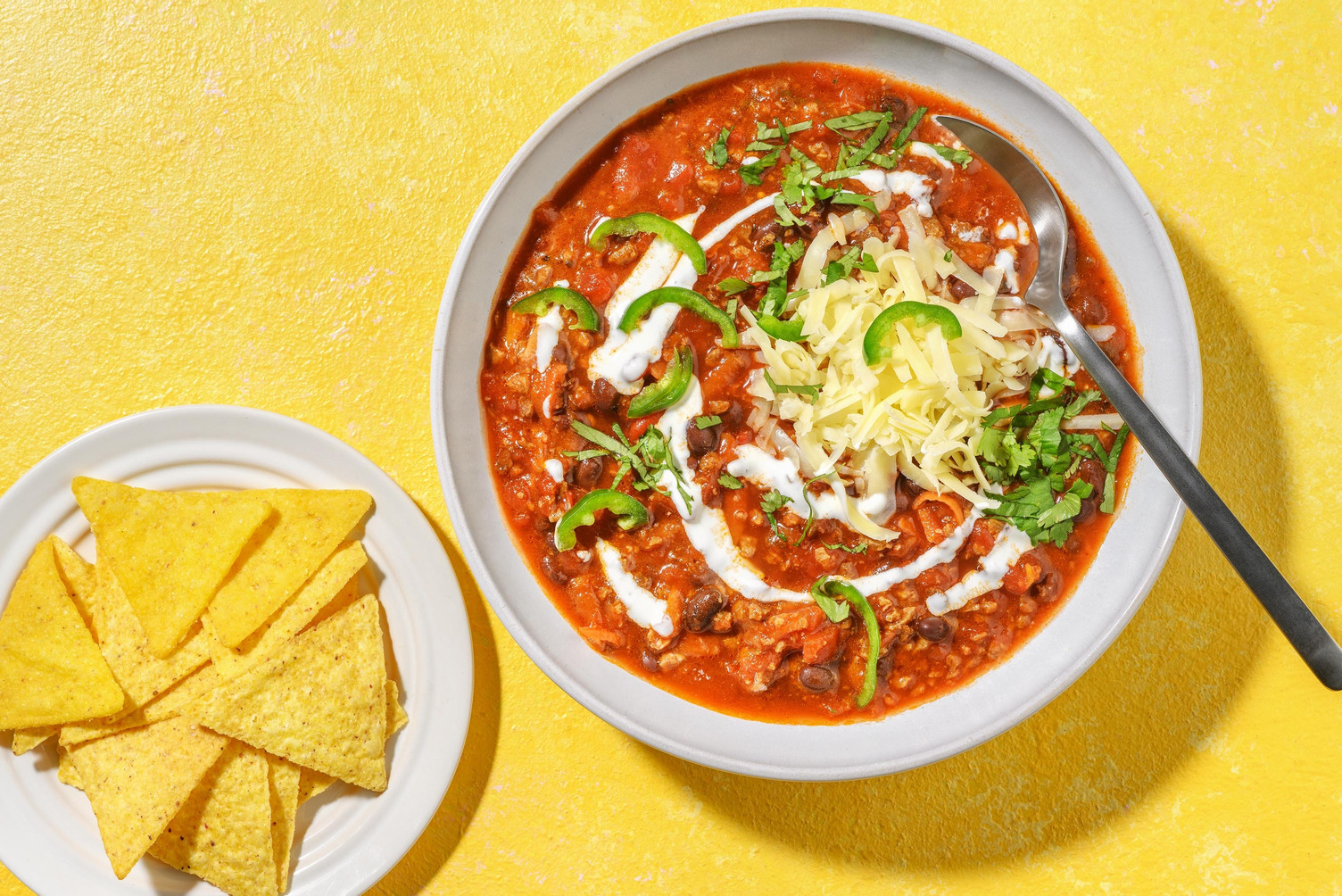 Tacosuppe med vegetardeig og tortillachips