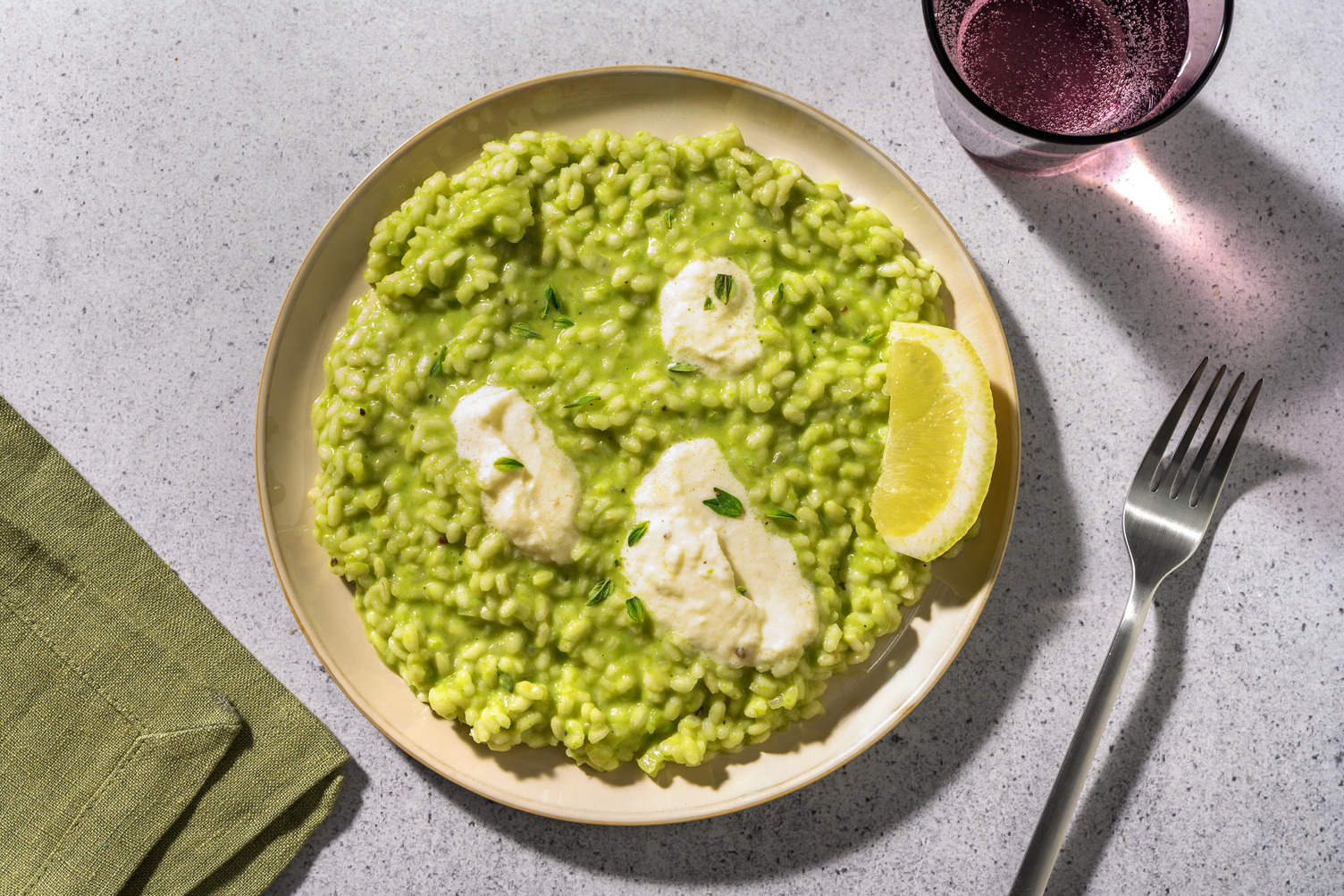 Risotto cremoso ai piselli e mozzarella di bufala Dop