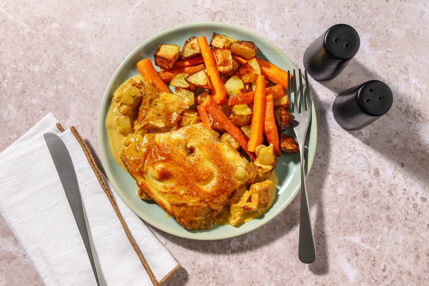 Coronation Paneer and Chicken Puff Pastry Pie