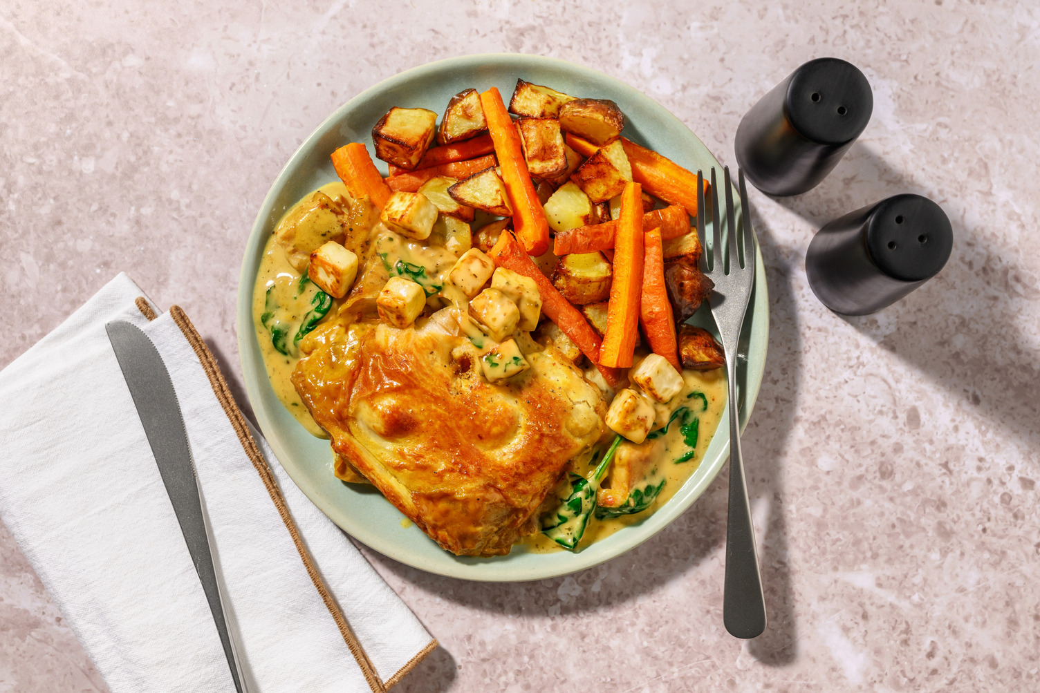 Coronation Paneer and Chicken Puff Pastry Pie
